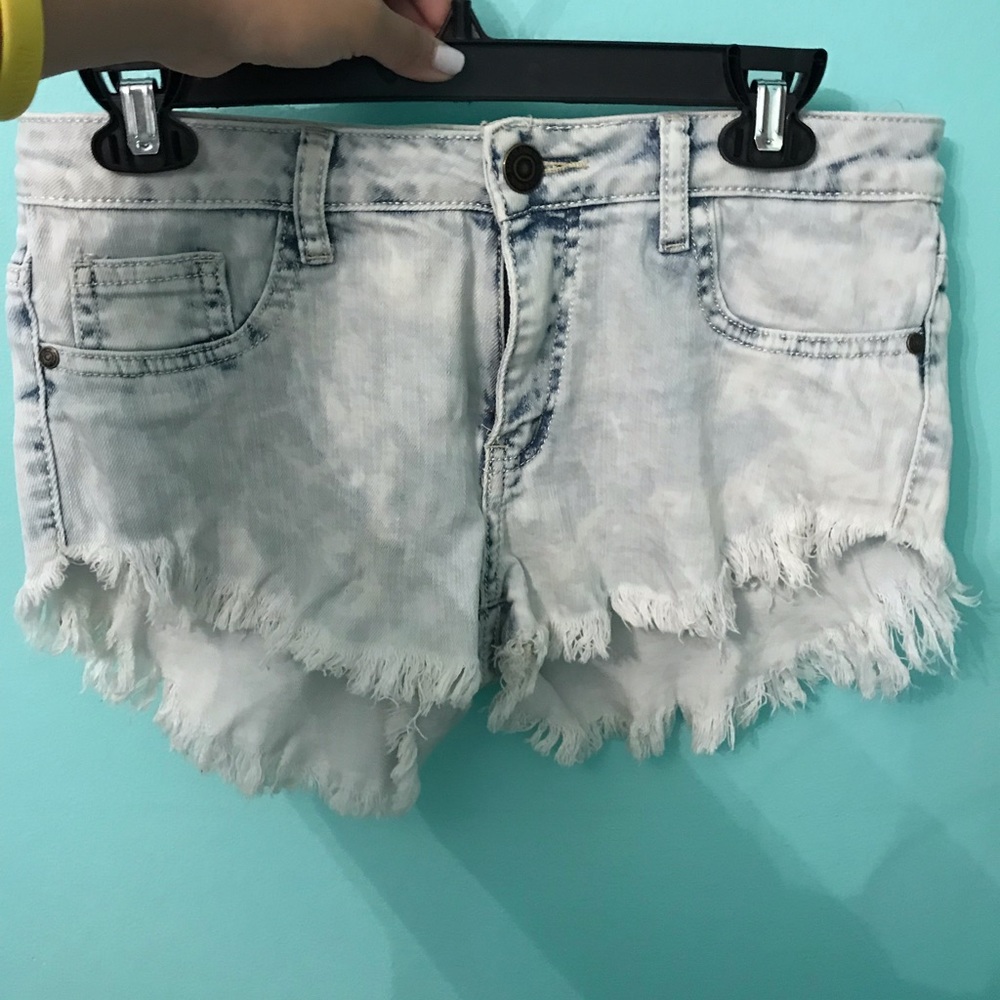 Light wash denim shorts